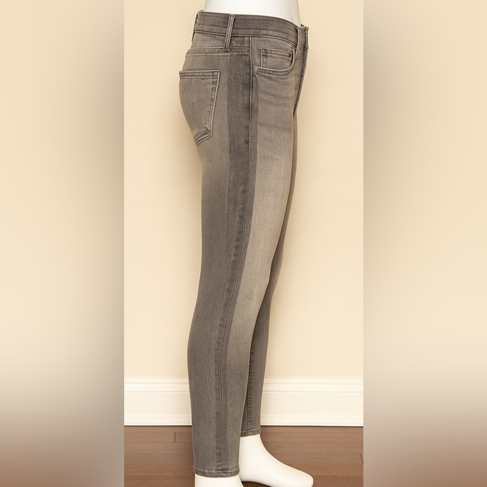 Mother “The Swooner” Jeans in Supermoon Stripe - Grey Slim-Fit Denim